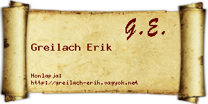 Greilach Erik névjegykártya
